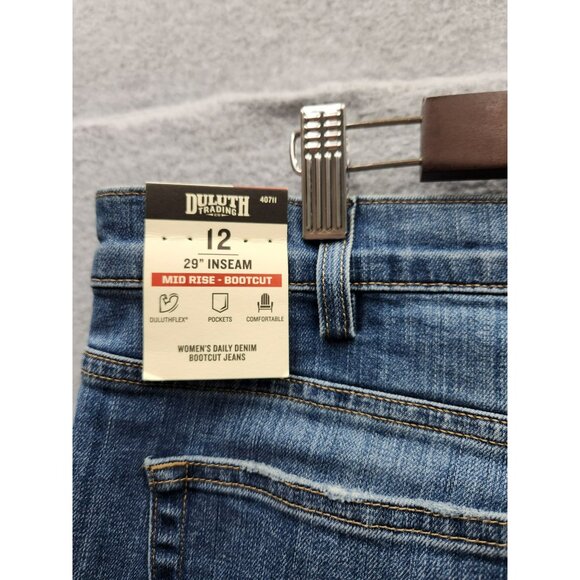Duluth Womens Mid Rise Bootcut Jeans  Denim  Size 12 x 29  Comfortable Design  W - Picture 3 of 8